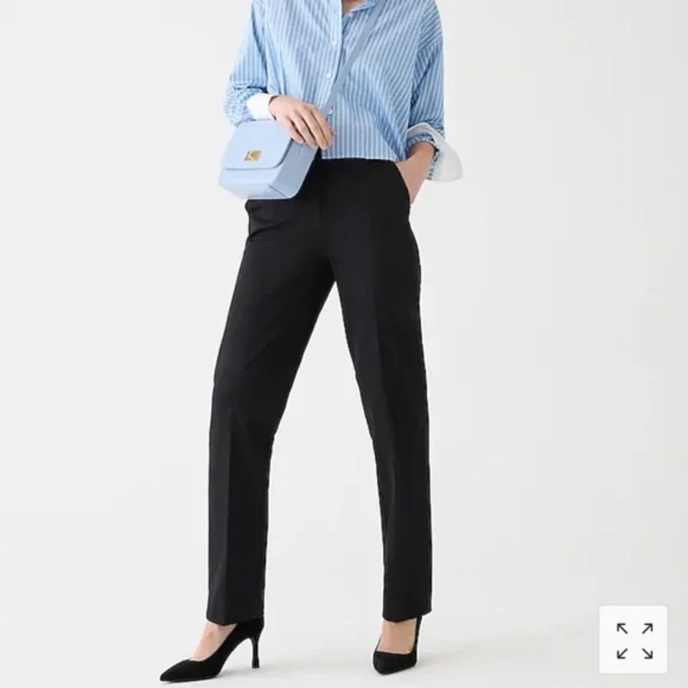 NWT J. Crew Black Kate Straight-leg Pant in Bi-stretch Cotton Blend - 6